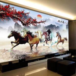 马到成功钻石画5d八骏图客厅大幅满钻点贴钻十字绣钻石绣2023新款