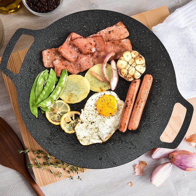 韩式麦饭石烤盘不粘锅铁板烧卡式炉家用烧烤盘露营户外烧烤盘