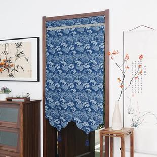 新中式门帘遮挡帘子高级感免打孔卧室卫生间装饰挂帘家用国风半帘