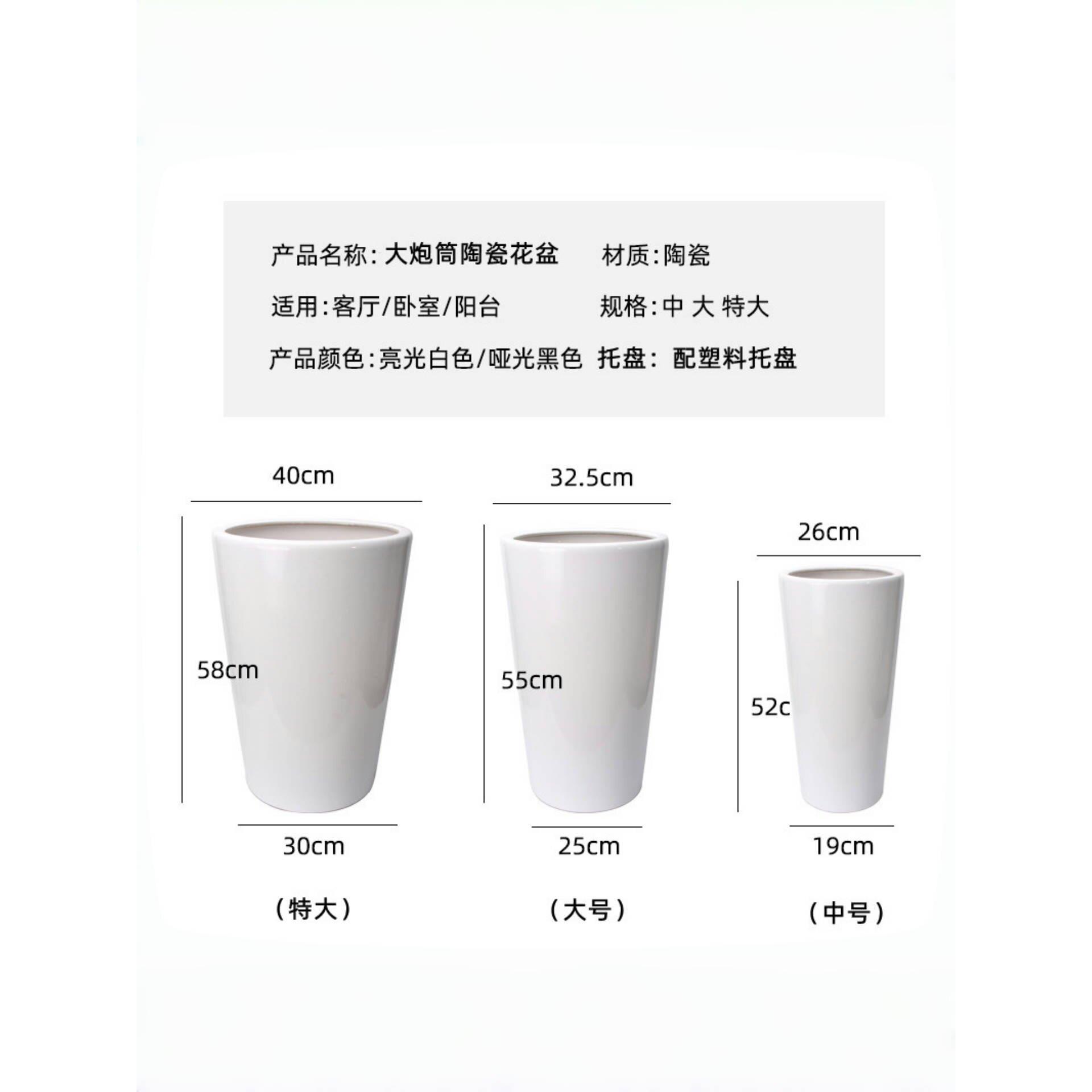 斯堪的纳维亚简单和多功能光泽黑色和白色高管超大陶瓷花盆金钱树
