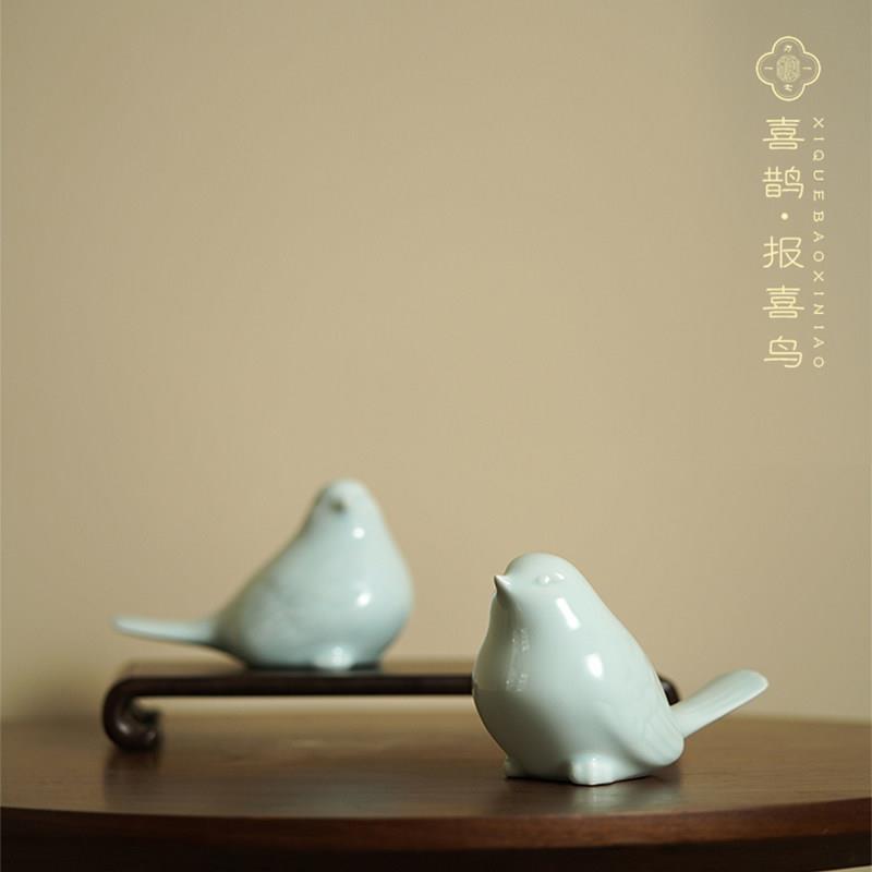 喜鹊摆件陶瓷动物小鸟家居玄关桌面电视柜新中式乔迁软装新婚礼物