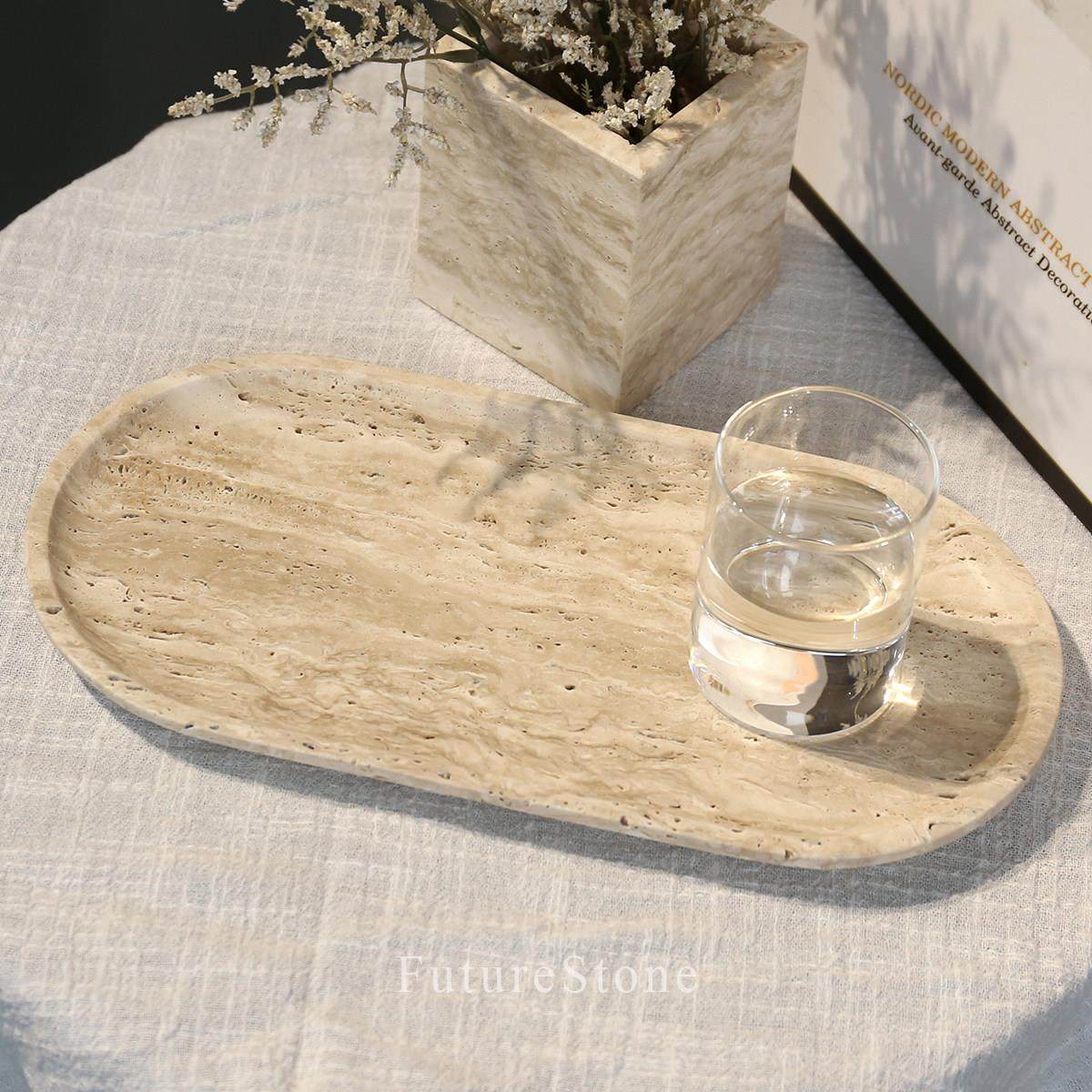 现代天然米白洞大理石托盘浴室香收纳样板房摆设香薰蜡烛置物盘,家居饰品,香薰托盘,淘宝优惠券,粉丝福利购,淘宝优惠卷