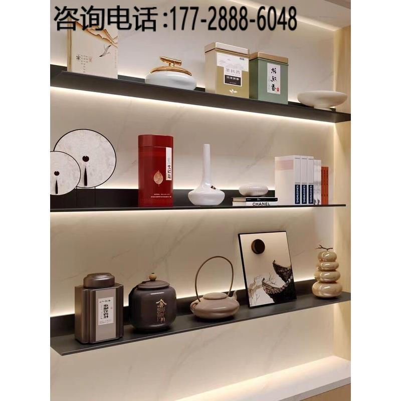 内置LED发光层板铝合金置物架壁挂式金属架样品展示架L型一字隔板