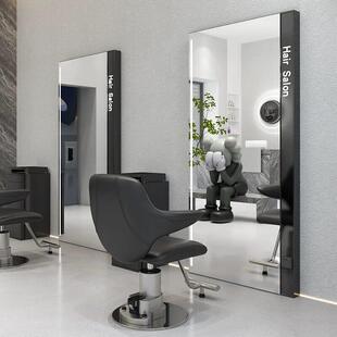 网红美发店镜子挂墙带灯不锈钢单双面落地式理发店剪发镜发廊专用