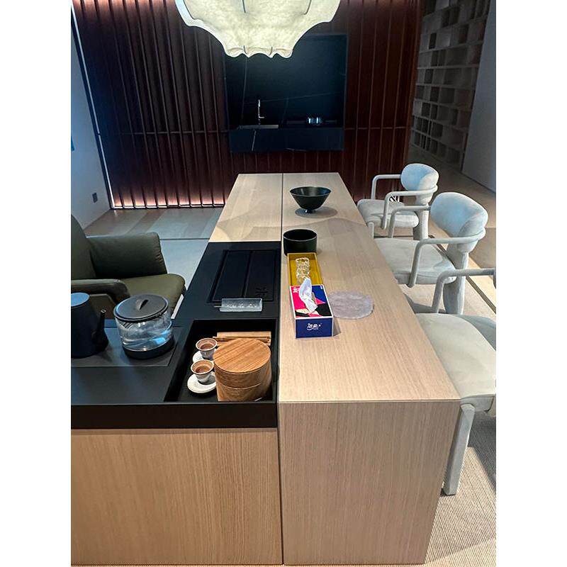 新中式实木一体式茶桌椅组合现代简约轻奢意式极简茶室泡茶台茶桌