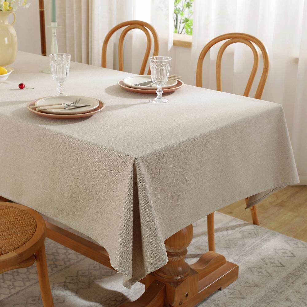 桌布棉麻布艺纯色亚麻加厚轻奢高级感简约现代长方形餐桌茶几台布