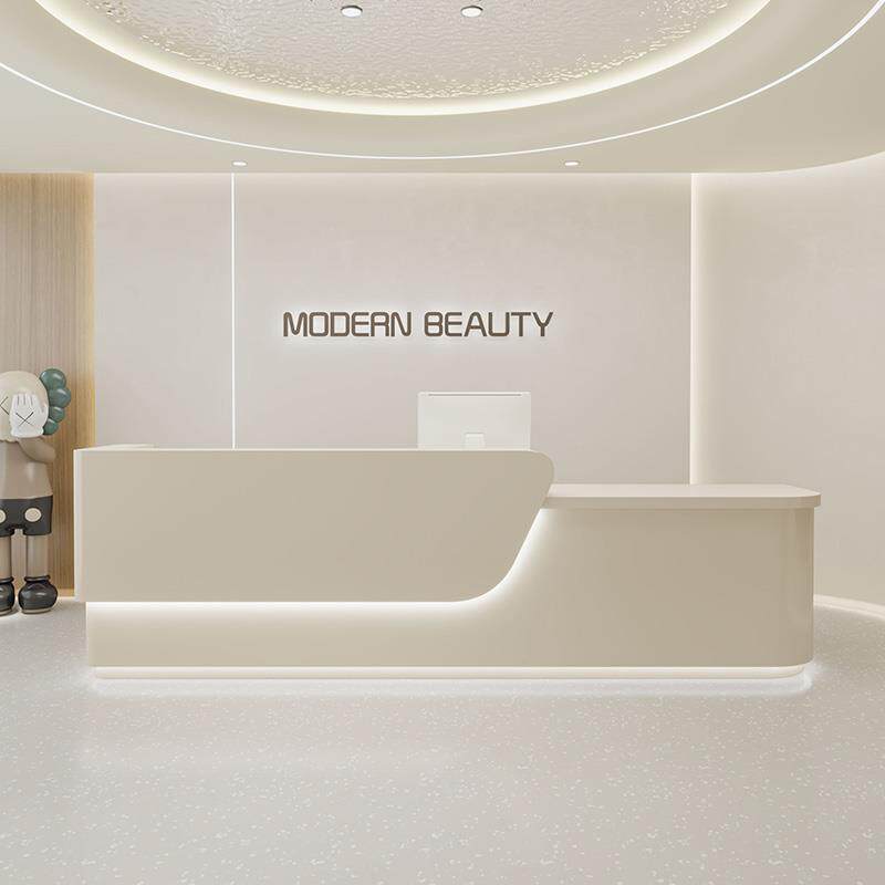 公司前台接待台简约现代培训机构咨询台养生馆美容院吧台桌收银台