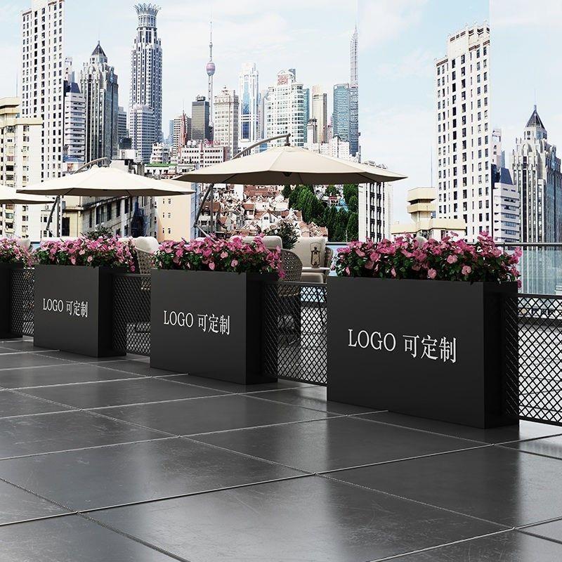 户外不锈钢花箱三组合铁艺成品花槽售楼部镀锌板花盆花坛阳台