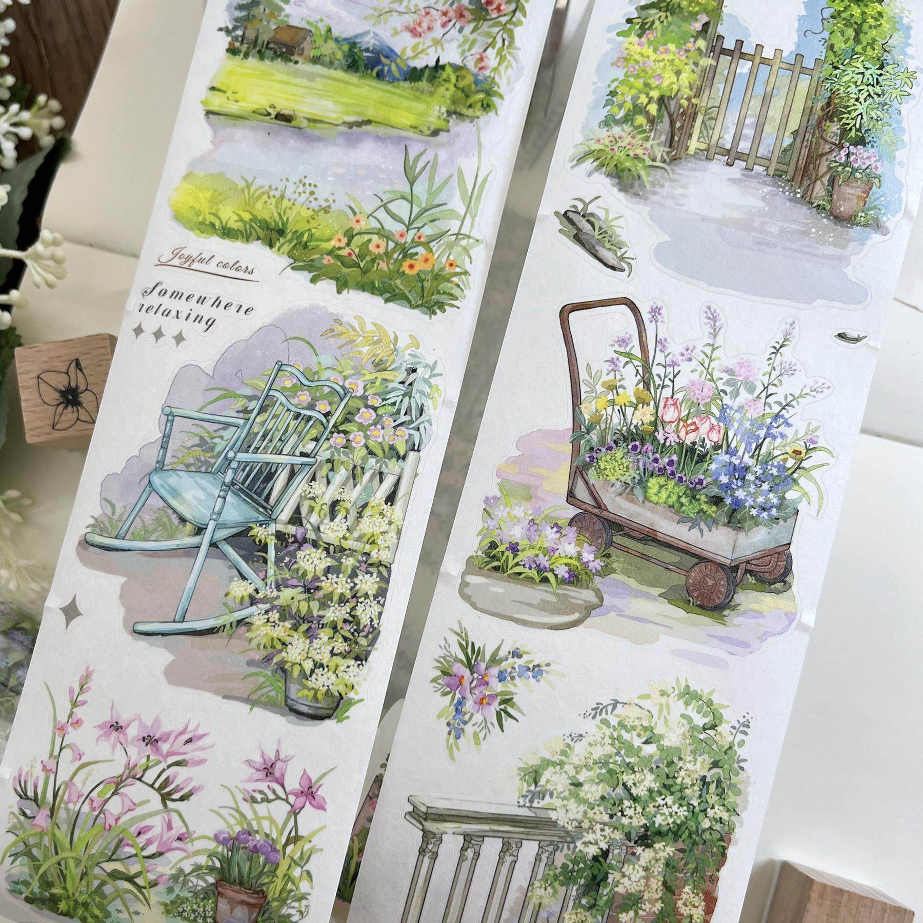 自元素文创手帐胶带和纸模切手账贴纸拼贴装饰背景素材春色满园,文具电教/文化用品/商务用品,和纸胶带,淘宝优惠券,粉丝福利购,淘宝优惠卷