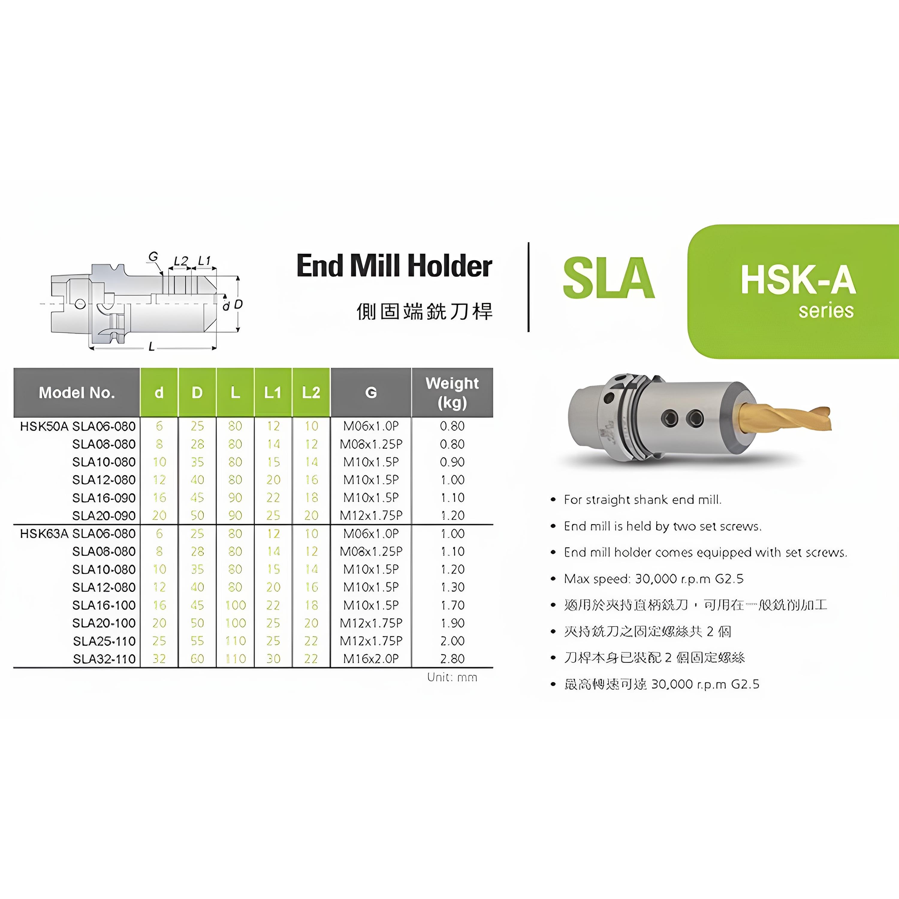 进口台湾 AW安威HSK-SLA侧固式刀柄 HSK63-SLA10-80 侧固端铣刀杆