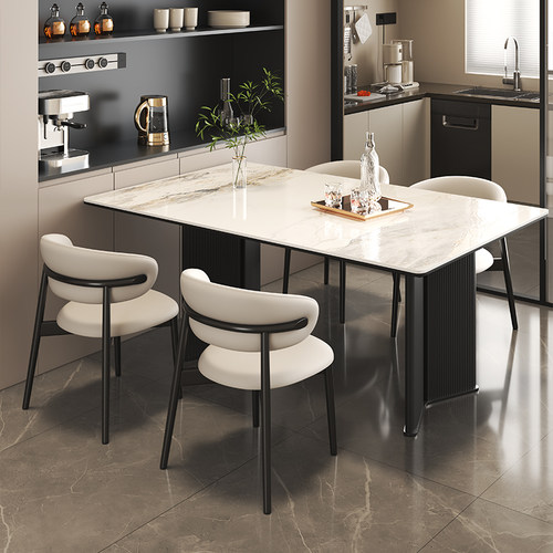 帅呆岩板餐桌椅组合现代简约轻奢小户型家用长方形意式极简吃饭桌