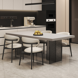 长方形全托岩板餐桌轻奢现代简约亚克力悬浮小户型家用吃饭桌组合