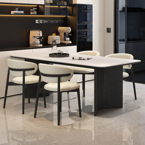 2025年新款实木脚岩板餐桌