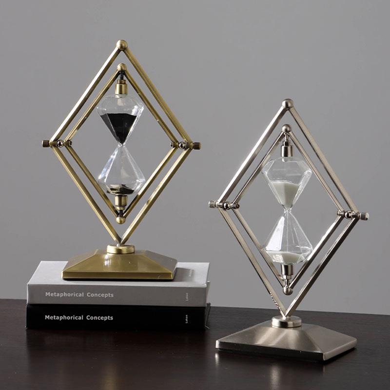 轻奢创意旋转黑色时间沙漏计时器摆件酒柜办公室桌面高级感装饰品