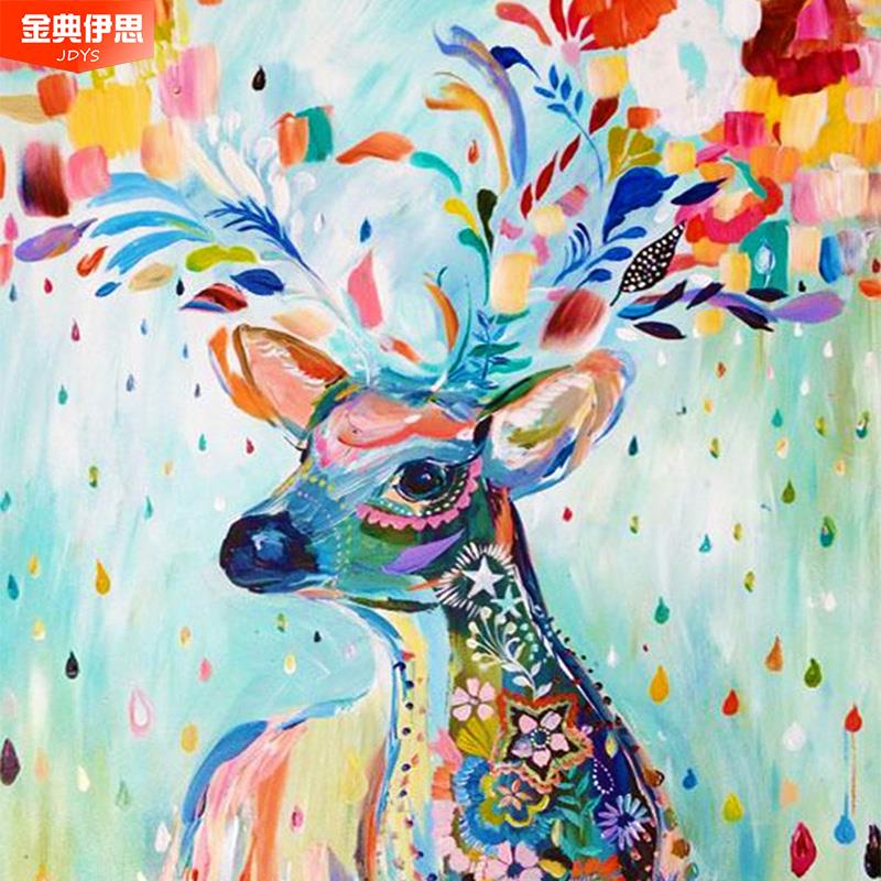 卡通动物2025新款麋鹿钻石画满钻小幅5d点贴钻十字绣客厅卧室玄关