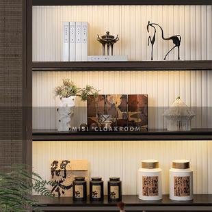 新中式样板间软装饰品茶具套组展厅装饰马口铁茶叶罐客厅茶室摆件