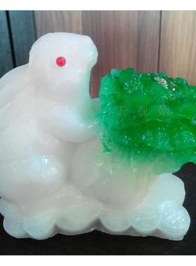 白菜现代中式兔玉兔送福动物送礼生物节日礼品工艺品树脂兔子摆件
