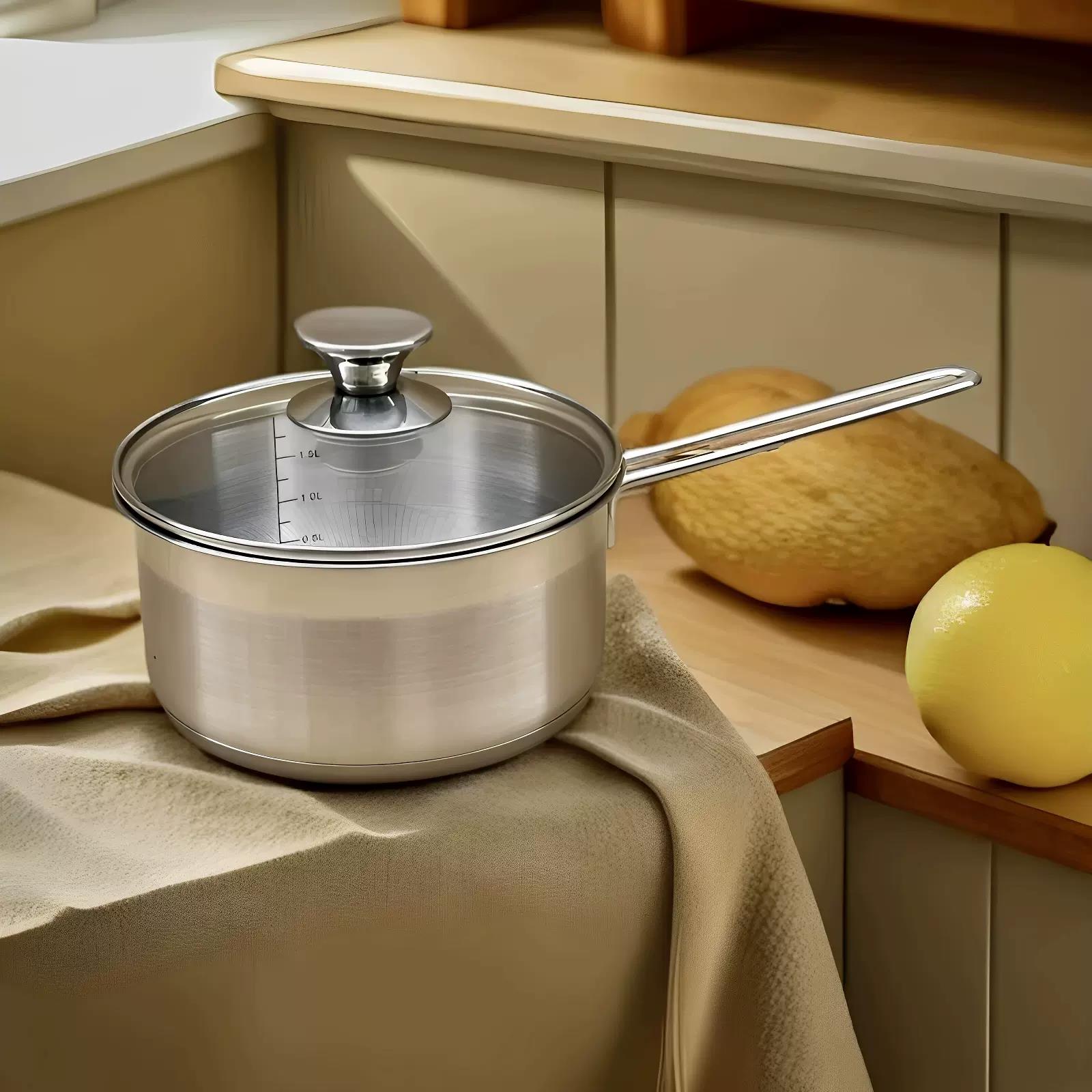 NN 不锈钢18/10不锈钢奶锅汁锅304汤锅电磁炉烘焙酱汁锅厚底锅