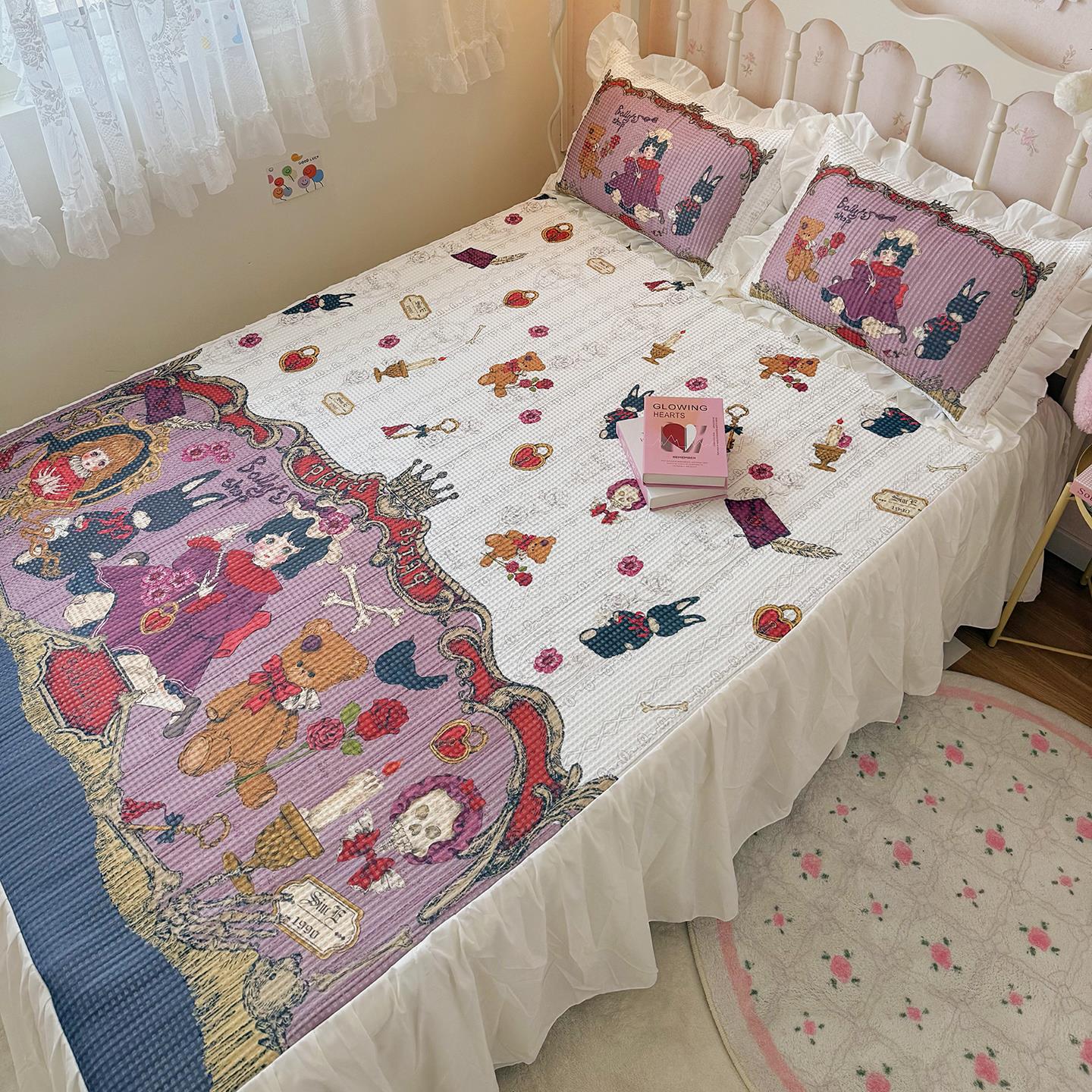 微甜集市冰丝凉席三件套3D透气凉感面料床裙款1.5m床夏季可机洗