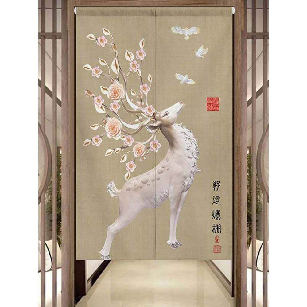 麋鹿北欧简约门帘布艺免打孔卧室隔断帘家用厨房帘布厕所半帘挂帘,居家布艺,门帘,淘宝优惠券,粉丝福利购,淘宝优惠卷