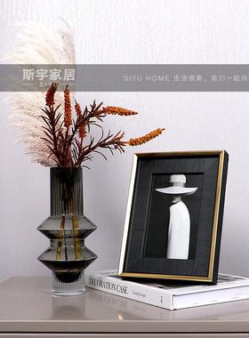 样板房主卧床头柜摆件飘窗茶几花艺相框杂志道具家居饰品软装组合