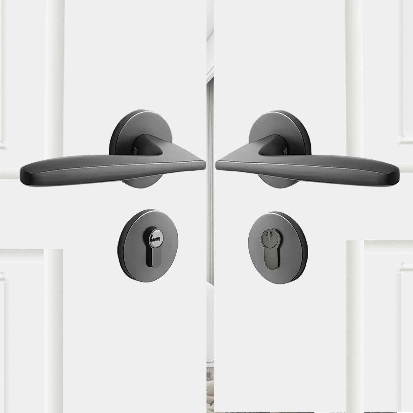 套间门双门锁会议室双门锁直把手拉手锁双扇门真假锁