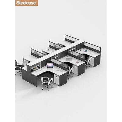 Steelcase世楷职员办公桌简约现代4/6人工位桌屏风卡座办公室桌椅