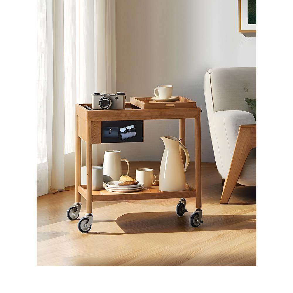 玄素家实木小车小公寓可移动茶几日本樱桃木沙发边桌茶边桌