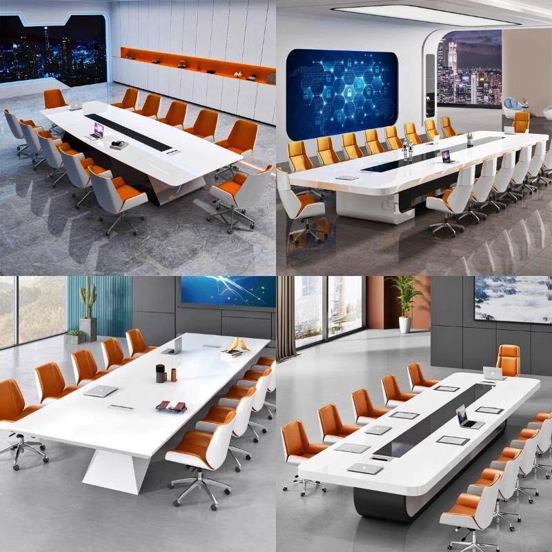 烤漆会议桌长桌简约现代高档轻奢大型会议室开会洽谈办公桌椅组合