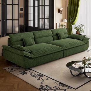 意式极简覆古雪尼尔布艺帆船沙发客厅家用可拆洗大坐深懒人沙发