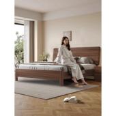 黑胡桃木实木双人床新中式 1米8简约现代家用主卧室2025年新款