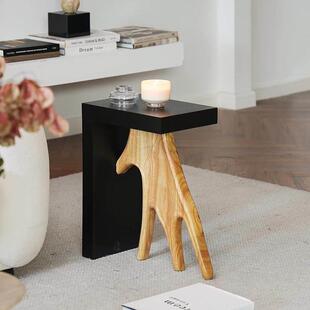 戊际鹿角咖啡桌边几设计师新款实木艺术客厅沙发角几可移动小桌子