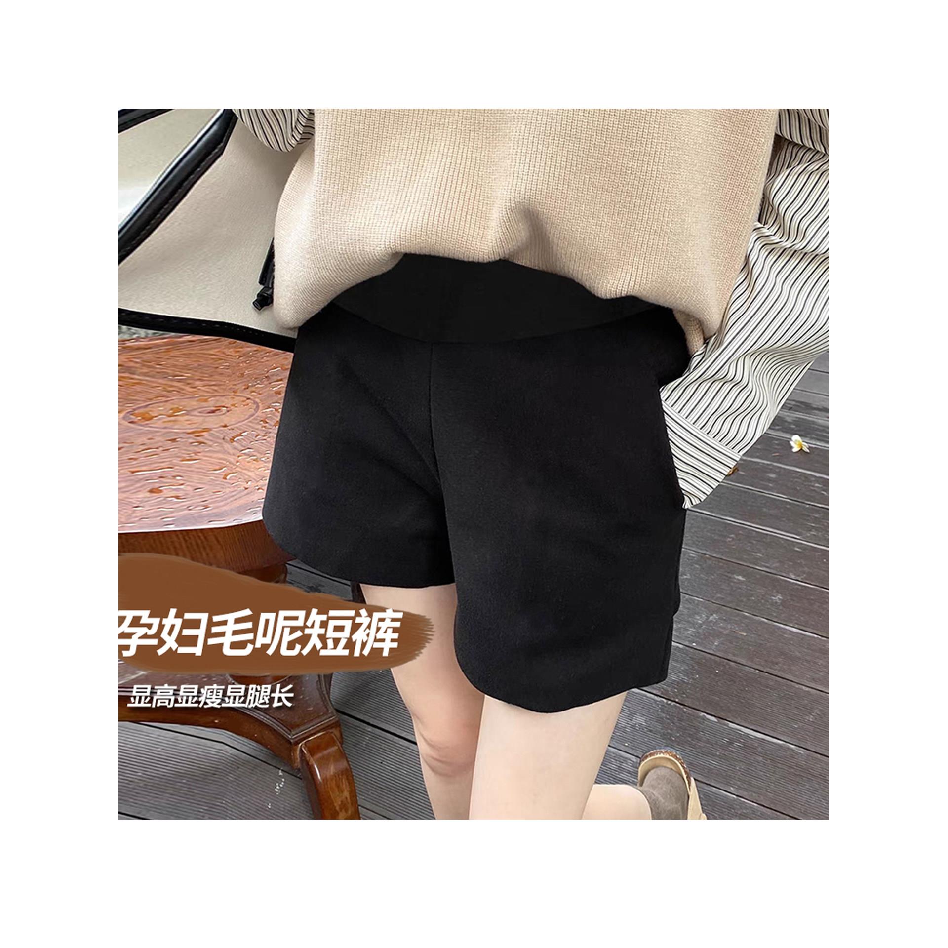 孕妇毛呢短裤秋冬季2025新款外穿孕期不勒肚子托腹阔腿打底裤靴裤