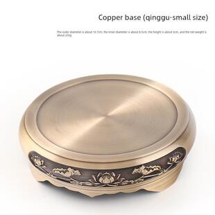 黄铜古董圆雕莲花室内家用板香炉底座茶壶佛像花瓶壶入口装饰品