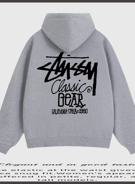 瑞斯图西经典logo美式连帽卫衣stussy外套潮流连帽外套加绒重磅