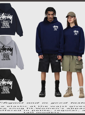 瑞斯图西经典logo美式连帽卫衣潮流重磅stussy纯棉卫衣潮牌情侣