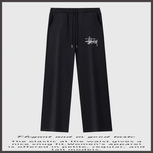 瑞斯图西卫裤STU经典字母Logo印花纯棉休闲运动裤宽松直筒长裤