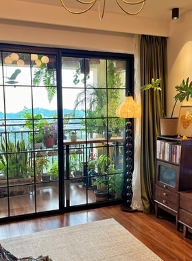 法式复古铝合金推拉门联动复古门玻璃隔断移门阳台厨房卫生间门
