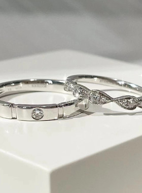 2025潮流小众S925银情侣莫桑钻高级戒指闭口设计情人节精品