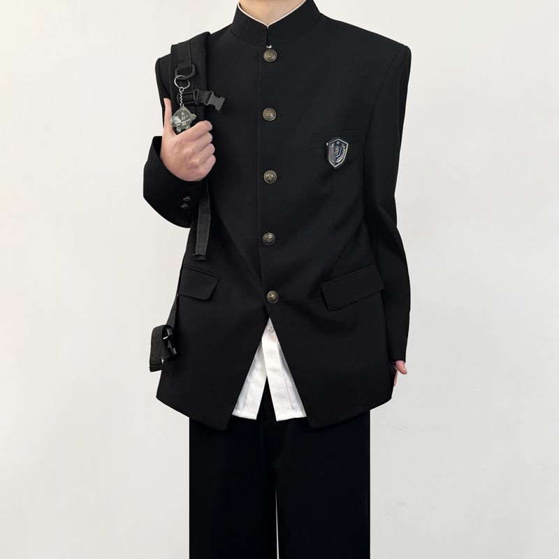dk原创日系诘襟制服男生春秋季少年感立领中山装学兰服外套
