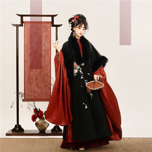 知雨意原创【玉牡丹】汉服女明制加厚加绒刺绣裘衣马面裙秋冬套装