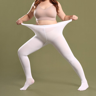 白色舞蹈袜锦纶加绒加厚加肥加大码200斤秋冬成人丝袜厚连裤袜