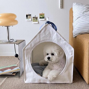 通用猫窝狗窝睡眠小屋可拆洗帐篷半封闭宠物pet 现货韩国纯色四季