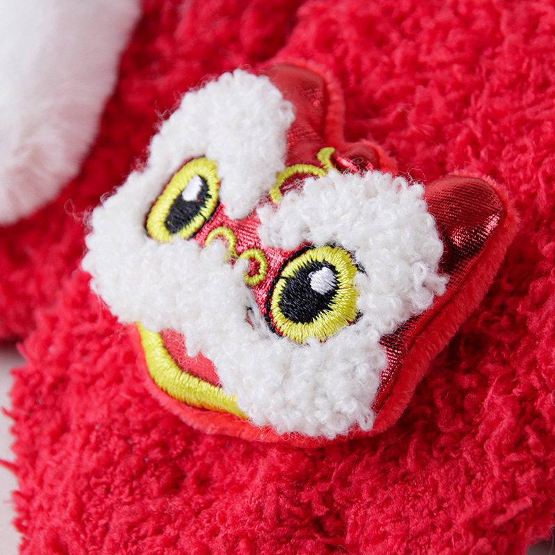 新生儿宝宝双层珊瑚绒袜加绒加厚防滑地板袜婴儿童可爱公仔长筒袜