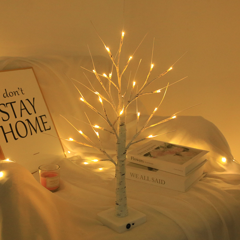 LED白桦树灯圣诞节家居装饰灯室内卧室房间派对布置景观发光树