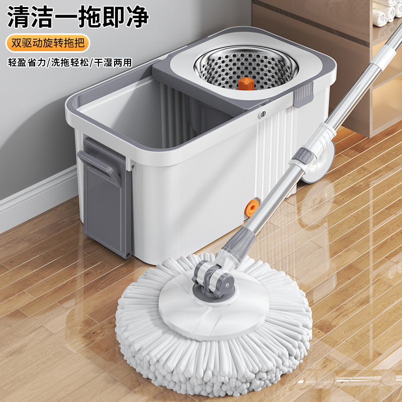 拖把杆旋转拖把桶套装一拖家用净免手洗墩布带桶拖地拖布桶甩干