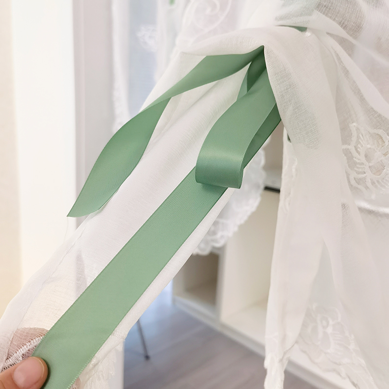 法式白色升降罗马帘透光梦幻帘客厅卧室窗纱手动隔断提拉纱帘子