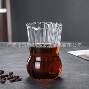条纹咖啡壶玻璃i咖啡分享壶咖啡具家用手冲玻璃分享壶带滤杯咖啡