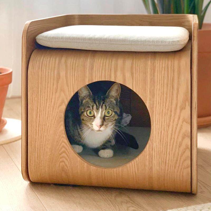 HomeCat猫窝茶几四季通用实木树洞猫窝人宠共用床头柜宠物别墅