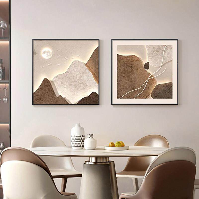 餐厅装饰画现代简约饭厅饭桌背景墙挂画轻奢大气高级感风景壁画